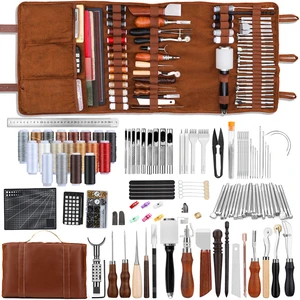 Professional Leather Tooling Kit Leather Craft Tools Leather Working Kit with Custom Handbag