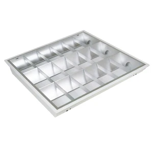 LED Modern Office Lighting 2x2ft Linear Single Tube Fixture T8 Grid Surface Mounted Parabolic Louver Light Aluminum Body G13