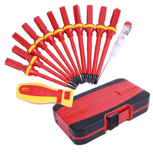Electrician Repair 13pcs 1000V Changeable VDE Insulated Screwdrivers Set with Magnetic Slotted Bits Hand Tool Kit