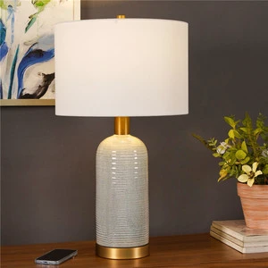 Modern Ceramic Fabric Shade Table Lamp for Living Room Bedroom Cafe Villa Hotel Nordic Creative Warm Bedside Desk Light