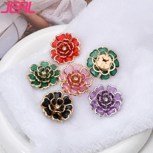Factory Wholesale 38MM Luxury Flower Cufflinks High-end Metal Button Cover Decorative Buttons Cufflinks For Clothing Accessories