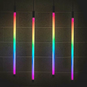 Wholesale Modern Long Chandeliers Lighting Hanging Horizontal Vertical RGB LED Linear Tube Pendant Light