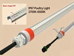 Barn Lights T8 IP67 Horizontal Hanging 0-100% Dimming Red+White Switchable Chicken Light