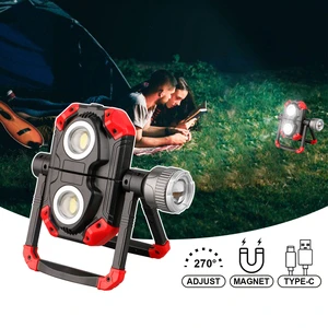 Rechargeable COB Folding Work Light Magnetic Base Portable Flood Lamp 360° Rotating Stand Emergency Car Repair Garage Inspection
