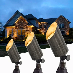 Die-Cast Brass Waterproof Low Voltage garden Spotlight Landscape Lighting up Light Outdoor Led Spotlight With Ground Stake