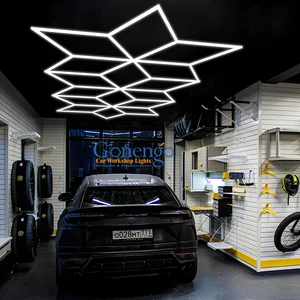 Factory Diy Assembly Auto Workshop Geometry Garage Light Underground Garage Snowflake Lights