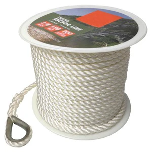 Hot Strength Nylon Twisted Anchor Line with Thimble 3/8 '' 150'