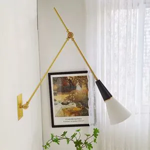 Crossborder wall lamp American retro brass long-arm folding designer background for the living room dining and