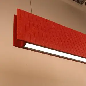 Modern Pleated Acoustic Pendant Light Sustainable PET Felt Linear Chandelier Custom Color Sound Control Lamp for Library
