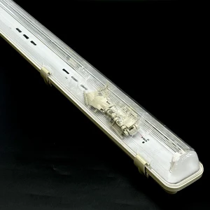 Double Tube LED Tri-proof Light Housing 1.2m IP65 Waterproof 50000Hrs Batten Shell ABS+PC/PS Material AC 85-265V for Parking Lot
