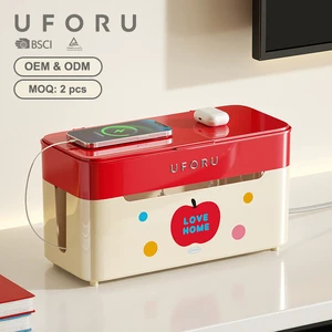 UFORU Multifunctional Plastic Custom Container With Wheels For Charger Plate Office Organizer Wire Charging Cable Storage Box