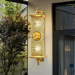 Hotel Indoor or Outdoor Brass Glass Decoration Garden Luxury Wall Lamp Home Outdoor Solar Wall Light