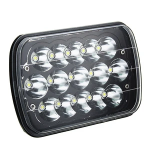 LED Headlight 45W 15LED 5x7 Reflector Cup Black Background For Offroad Engineering Vehicles Excavators