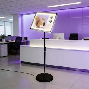 Aluminum LED Lighted Sign Stand With Snap-In Panel For Easy Content Change At Exhibition Booths And Events