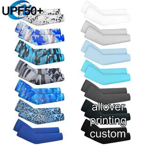 High Quality Cooling Compression Man Sleeves Breathable Ice Silk Anti-UV Summer Sports Baseball Set Customizable Sunscreen Arm