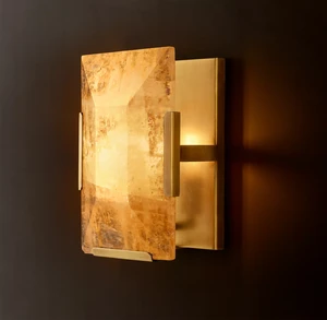 Luxury Modern Simple Calcite Wall Lamp Indoor Living Room Decor Light Dining Room Stone Brass Sconces Wall Lights Kitchen