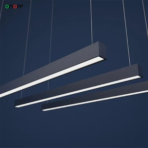 Gym Linear LED Pendant Light High Brightness Ceiling Suspension Luminaire with Plastic Opal Diffuser