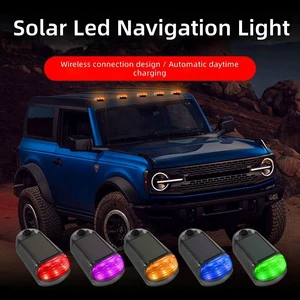 Solar-powered 3-LED Modified Wiring-free Strobe Lights For Trucks, Pickup Trucks And Off-road Vehicle Roof Marker Lights