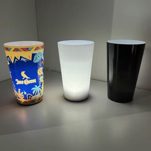 Factory Wholesale Custom LOGO LED Luminous Cup Led Glow Drinking PS Cup Liquid Activation 12oz 14oz 16oz Led Flashing Cup