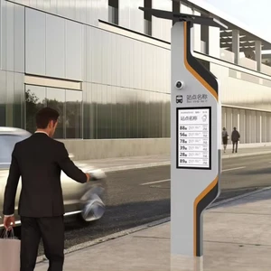 Outdoor Bus Stop Advertising Display Solar Power Light Vertical Pole Sign Board Electronic Station Sign Bus Stop Digital Signage