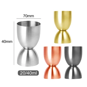 Custom Logo 20/40ml D-Shape Double Head Thimble Cup SS304 Cocktail Jigger Bar Measuring Tool or Liquor Wine Spirit Mixing