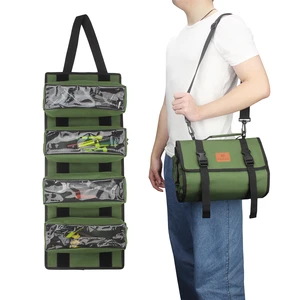 Custom Heavy-Duty Rolling Oxford Tool Storage Bag Portable Electrician Roll Up Tool Bag With 4 Removeable Small Pouches