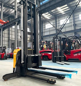 Battery Electric Pallet Stacker 1500kg 2000kg Outrigger Support Legs Walkie Reach Stacker 2m 2.5m 3m Lift 48V Warehouse CE