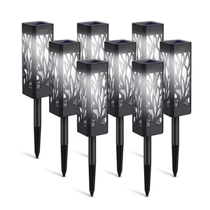 Upgraded Solar Ground Light with Pole Cold White LED Solar Landscape Pathway Stake Light Waterproof Solar LED Light for Patio