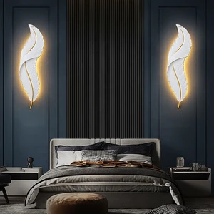 LEDModern Luxury Feather Decorative Painting Lamp High Quality Home Hotel Background Resin Decor Light Indoor Modern Wall Lamps