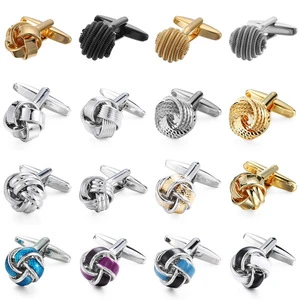 Wholesale Classic Metal Brass Round Knot Shape Shirt Gold Button Wedding Mens Cuff Links
