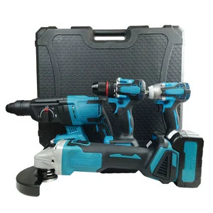 Wholesale Multi-Function 4-Piece Cordless Hammer Drill Combo Battery Tool Set with Pickaxe