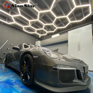 STC202 the Customized LED Workshop Hexagonal Light with the One-step Installation for the Car Detailing and Car Polishing Lights