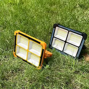 IP66 Waterproof 200w LED Solar Floodlight Portable Rechargeable Emergency Camping Light with USB for Outdoor Fishing & Camping