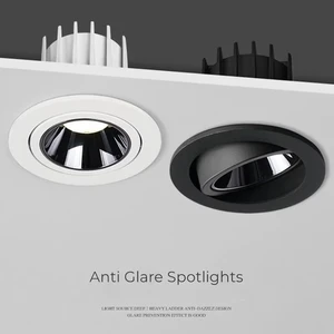 LED Recessed Ceiling Downlight Spot Lamp Angle Adjustable Knob Switch Dimmable Aluminum 9W 12W AC110V-220V Home Office Store