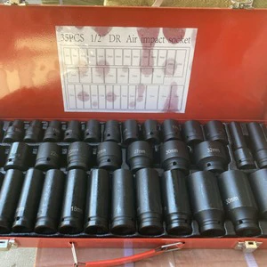 12.5MM Series 1/2 Short Extended Pneumatic Sleeve 35-Piece Combination Tool Set for Engine Repair Thickened Accessory Parts