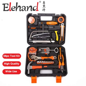 Elehand 58pc OEM Hand Tool Kit Complete Household Tool Set with Storage Case for DIY Repairs & Maintenance