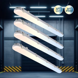 4FT 8FT 130Lm/W 25W 30W 40W 50W Power Adjustable Waterproof Linear LED Batten Lights IP65 TriProof Light