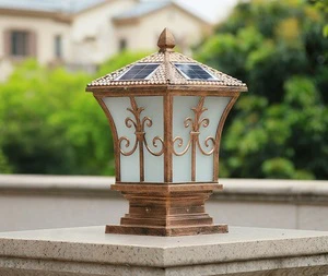 Vintage Style Solar Post Cap Light Die-cast Aluminum Outdoor Garden Pillar Lamp IP65 Waterproof Decorative Fence Top Light