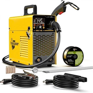 New HAXIAOER 145A MIG Welder LCD Digital Display 110V 3-in-1 (MIG/TIG/Stick) Synergy Inverter Welding Machine Kit Stainless