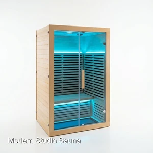 Deluxe 3 Person Hemlock Wood Low EMF Far Infrared Sauna Room with Oxygen Ionizer and Reading Lamp