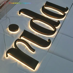 Custom Gold groove Sign LED Acrylic Backlit Commercial Sign Outdoor LOGO Sign