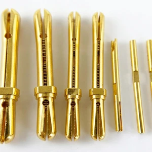 Gold Plated Brass Metric Thimble with POGO Spring Conductive PCB Pin Connector Terminal Pin Drilling Top-quality Male Pins