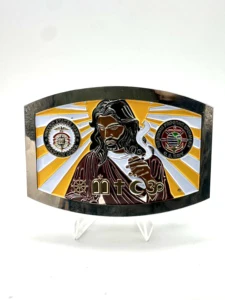 Custom 3D Zinc Alloy Heavy Duty Belt Buckle Silver-Plated Finish Die Cutting Printing Modern Antique Design