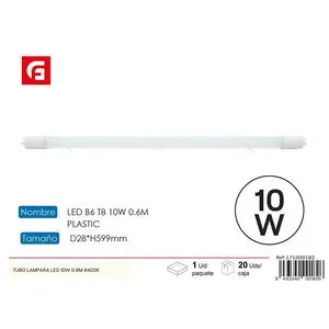 Efficient 10W LED Linear Light 0.6M Plastic Tube with 6500K for Indoor Supermarket Lighting SMD Light Source PC Lamp Body