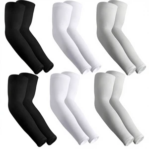 Unisex Anti-Uv Arm Sleeves Compression Cover Adult Cycling Sport Wear Spandex Polyester White Black Gray