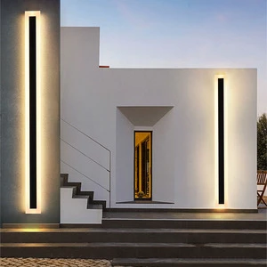 Wall Lights Exterior Long Strip Linear Decorative Outdoor Wall Lamp Ac110-240v Led Sconce Garden Yard Cafe Villa Corridor