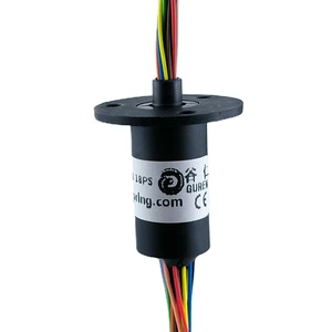 Flange Cap Slip Ring 2A Current 360 Rotation Electric Connector OD12.4 Multi-Way Conductive Ring Cap 18 Channels 0-240VAC/VDC