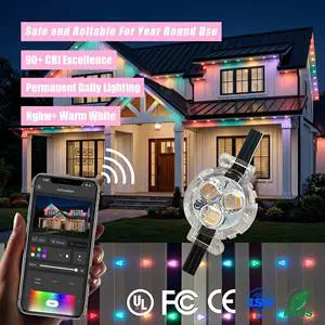 12V 24V 36V Rgbw Gemstone Christmas Decoration Point Lights Smart App Controller IP68 Waterproof Outdoor Permanent Eave Lighting