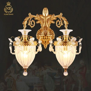 XingZhong European H65 Copper Crystal Wall Lamp Bedroom Bedside Lights French Living Room Aisle Corridor Staircase Lighting