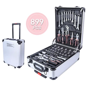 899 Piece Tool Set Kit With Pull along Suitcase And Aluminum Box Four Layers Of Hardware Combination Tools